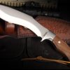 GT023 Snow Leopard Curved Knife Wooden Handle Leather Sheath