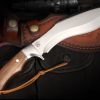GT023 Snow Leopard Curved Knife Wooden Handle Leather Sheath